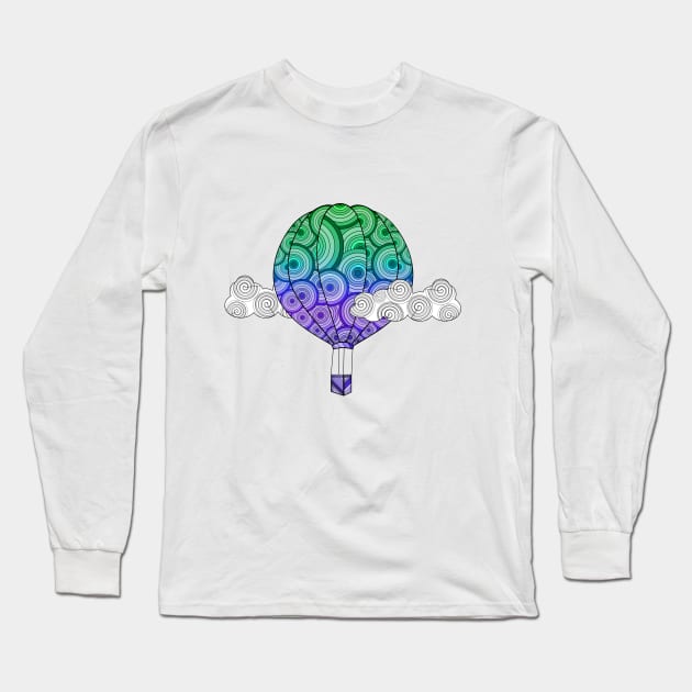 Up, Up, and Away in Shapes! A Colorful Geometric Balloon Long Sleeve T-Shirt by Him Okay